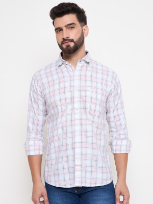 DUKE Men Checkered Casual Pink Shirt