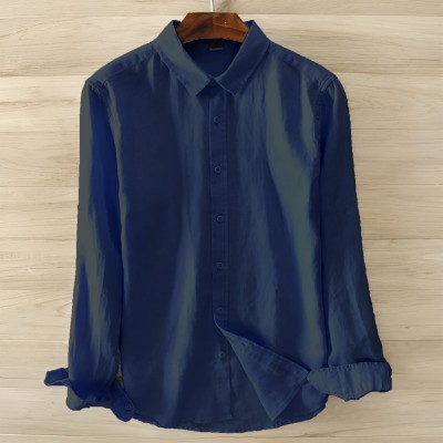 SOLSTICE Men Solid Casual Dark Blue Shirt