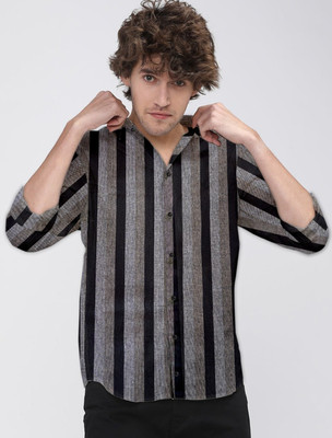 ISUEL FAB Men Printed Casual Black Shirt