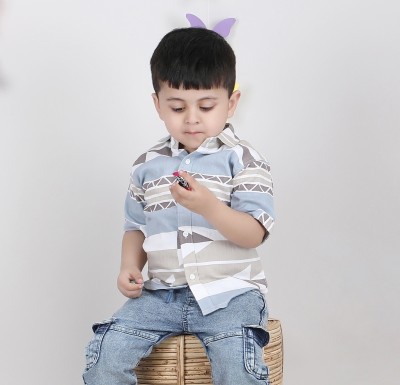 POLKA TOTS Baby Boys Printed Casual Blue Shirt