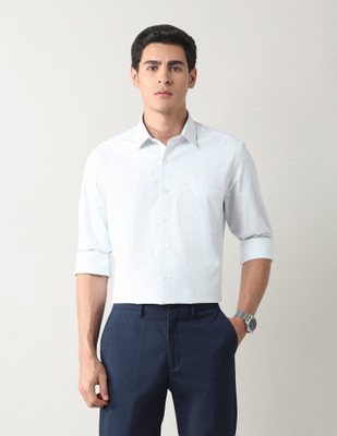 ARROW Men Checkered Formal Green Shirt