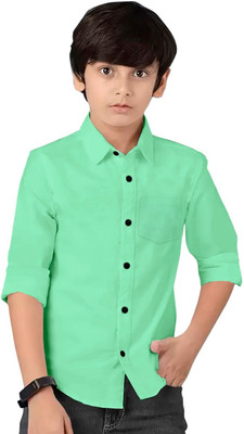 Glusic Trends Boys Solid Casual Light Green Shirt