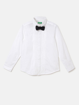 United Colors of Benetton Boys Solid Casual White Shirt