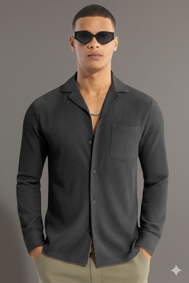COLORCHAKRA Men Self Design Casual Black Shirt