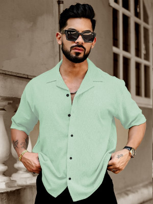 Bluecorp enterprise Men Solid Casual Green Shirt