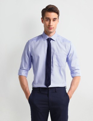 ARROW Men Self Design Formal Blue Shirt