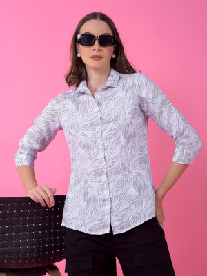 CRIMSOUNE CLUB Women Self Design Casual White Shirt