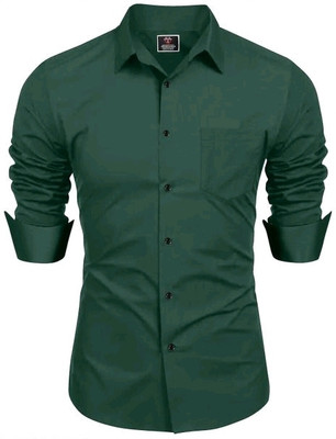 MUNGUS Men Solid Casual Green Shirt