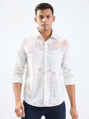 Spykar Men Printed Casual White Shirt