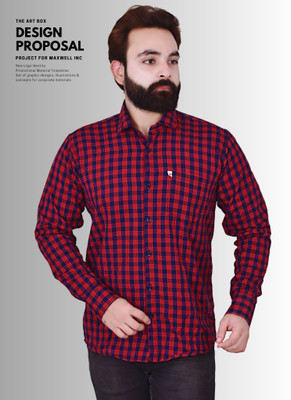 VK WINTER WEAR Men Checkered Casual Red, Blue Shirt
