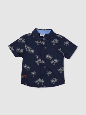 MAX Baby Boys Printed Casual Blue Shirt