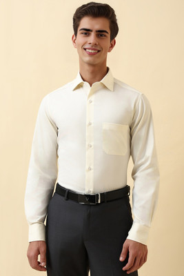 Allen Solly Men Solid Formal Beige Shirt