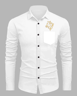 Sanskruti Men Embroidered Casual White Shirt