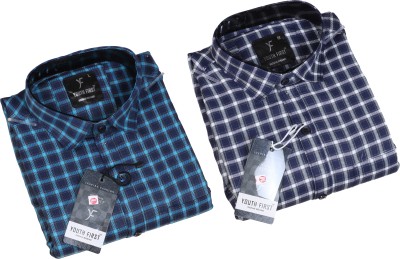 youth first Men Checkered Casual Multicolor Shirt(Pack of 2)