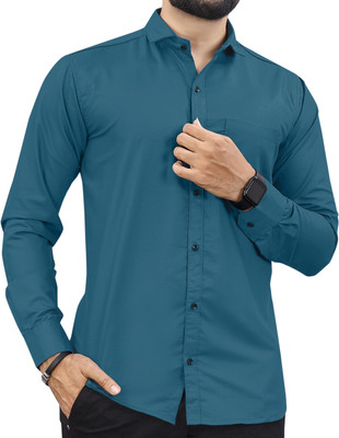 Refresh Men Solid Formal Dark Blue Shirt