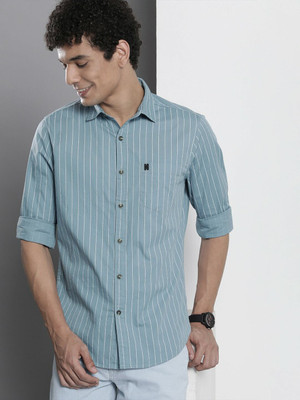 The Indian Garage Co. Men Striped Casual Blue Shirt
