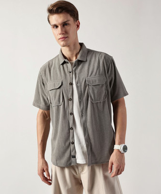 THOMAS SCOTT Men Self Design Casual Grey Shirt