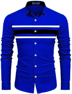 Plum Crazy Men Striped Casual Brown Shirt