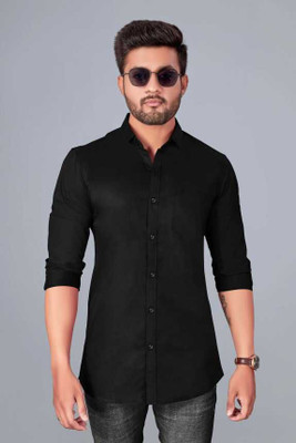 Style Nest Men Solid Casual Black Shirt