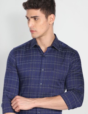 ARROW Men Checkered Casual Blue Shirt