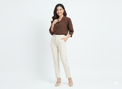 kabull Women Solid Wedding Brown Shirt