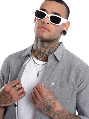WROGN Men Solid Casual Grey Shirt