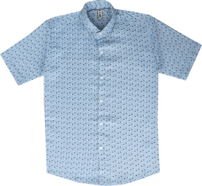 Cay Boys Floral Print Casual Blue, Dark Blue, White Shirt