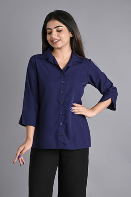 RAHUL TRADERS Women Solid Casual Blue Shirt
