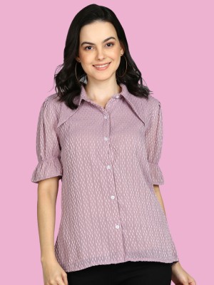 METRONAUT Women Printed Casual Purple Shirt