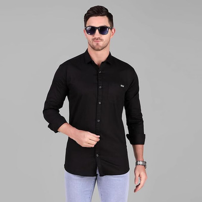 Masher Men Solid Casual Black Shirt