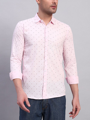 youth first Men Printed Casual Pink Shirt
