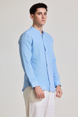 Snitch Men Solid Casual Blue Shirt