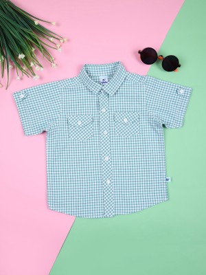 V-MART Baby Boys Checkered Casual Green Shirt