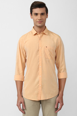 PETER ENGLAND Men Self Design Casual Orange Shirt