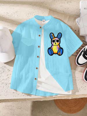 Solersun Boys Self Design Casual Light Blue Shirt