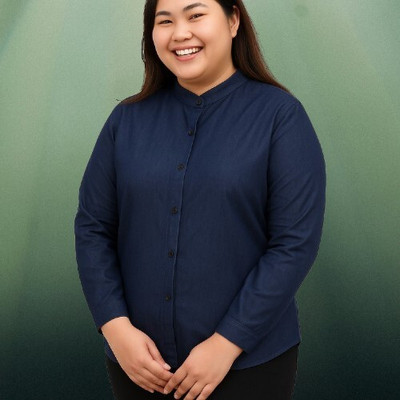 Wingzss Women Solid Casual Blue Shirt