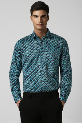 VAN HEUSEN Men Printed Formal Blue, Black, White Shirt
