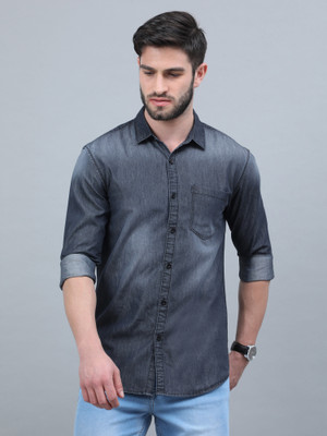 Regrowth Men Solid Casual Grey Shirt