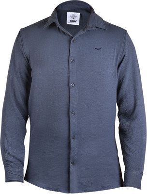UnM Men Solid Casual Grey Shirt