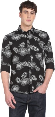 FLYING MACHINE Men Floral Print Casual Black Shirt