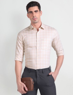 ARROW Men Checkered Formal Beige, White Shirt