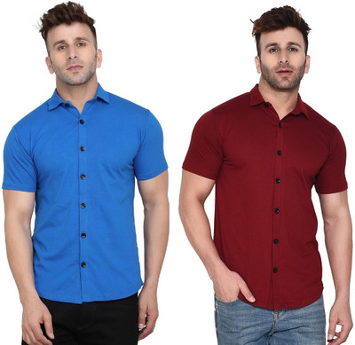 GEUM Men Solid Formal Multicolor Shirt(Pack of 2)