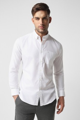 VAN HEUSEN Men Self Design Casual White Shirt