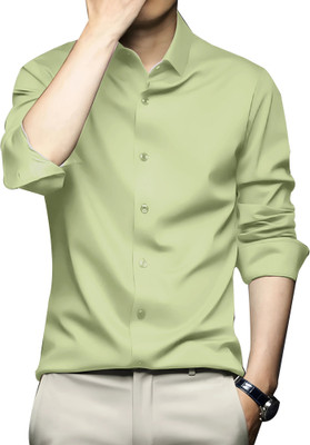 cvc Men Solid Formal Light Green Shirt