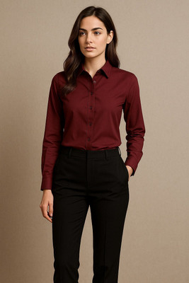 teenalo Women Solid Formal Maroon Shirt