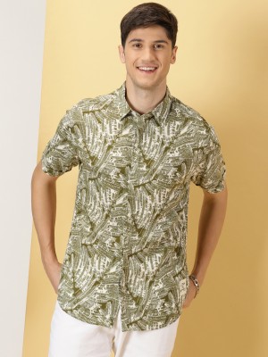 THOMAS SCOTT Men Printed Casual Green, White Shirt