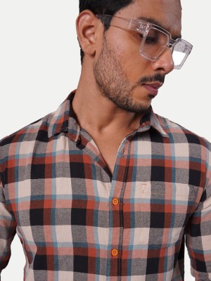 radprix Men Checkered Casual Brown Shirt