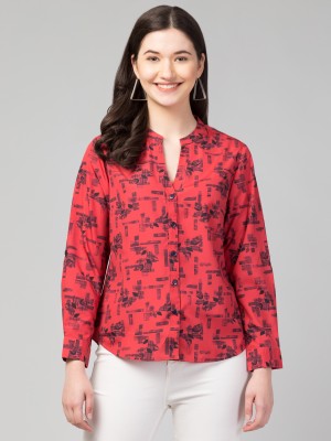 Peehu Collection Women Printed Casual Red Shirt