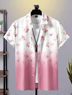 Radha Krishna Fashion Men Printed Casual Pink Shirt