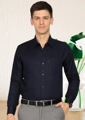 Style Grove Men Solid Casual Dark Blue Shirt